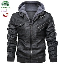 Load image into Gallery viewer, NIANJEEP Zipper Oblique Motorcycle Leather Jacket Men Brand Military Autumn Men Pu Leather Jackets Coat US size 3XL Dropshipping