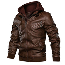 Load image into Gallery viewer, NIANJEEP Zipper Oblique Motorcycle Leather Jacket Men Brand Military Autumn Men Pu Leather Jackets Coat US size 3XL Dropshipping