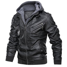 Load image into Gallery viewer, NIANJEEP Zipper Oblique Motorcycle Leather Jacket Men Brand Military Autumn Men Pu Leather Jackets Coat US size 3XL Dropshipping